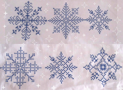 Snowflake cross motif stitch for machine embroidery Single 5 Snowflakes