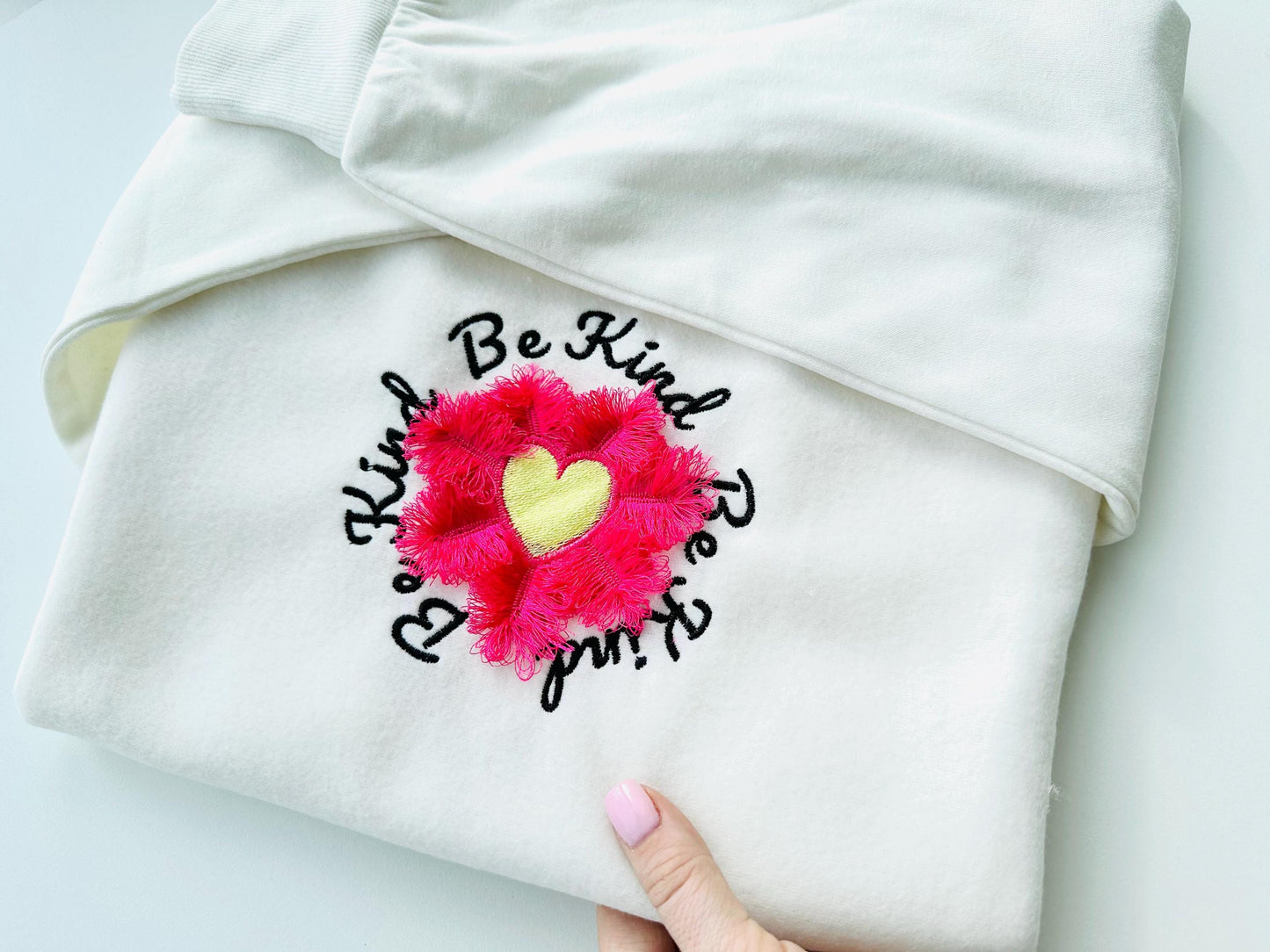 Saying Be Kind with Fringed Heart