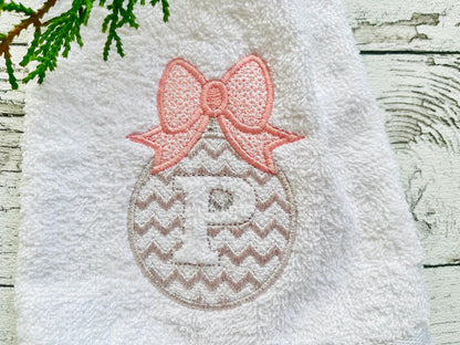 Embossed Chevron Christmas Ornament Monogram