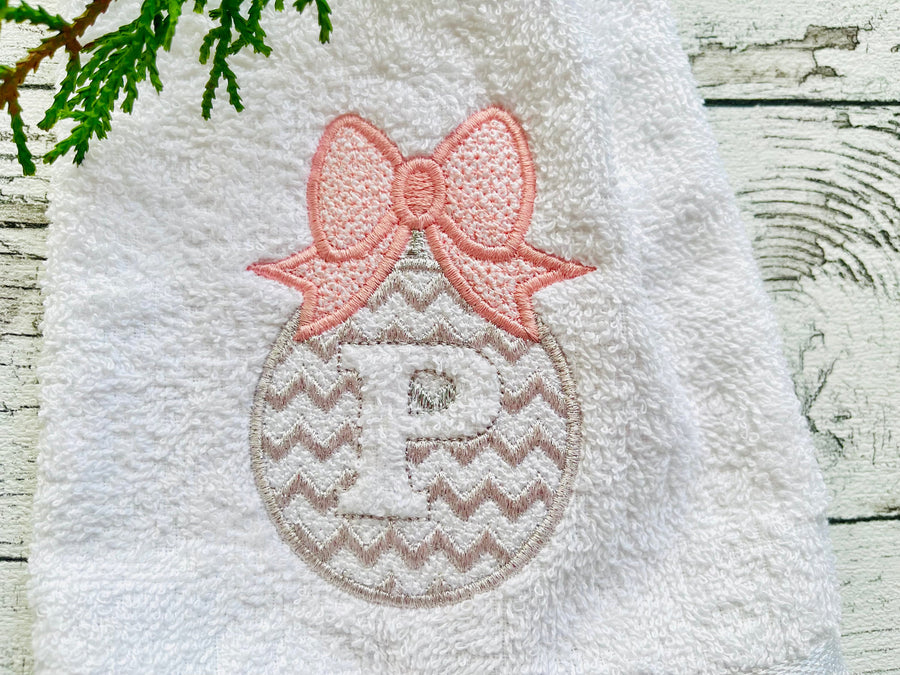 Embossed Chevron Christmas Ornament Monogram