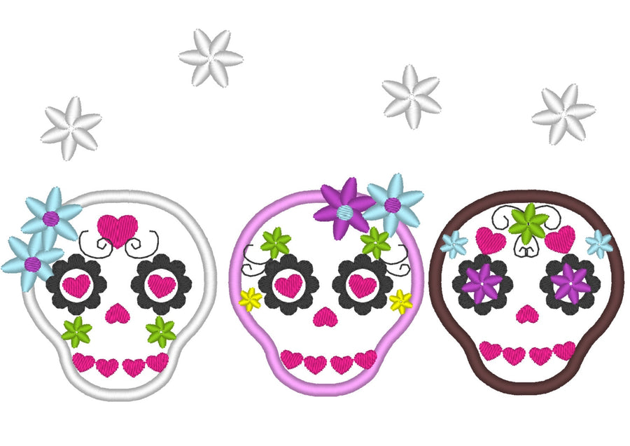 3 mini Sugar Skull Day of the Dead SET of 3