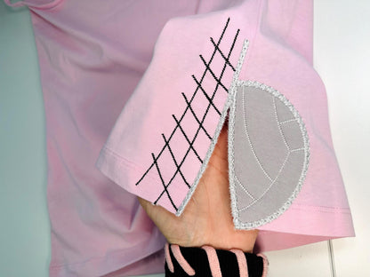 Sports Volleyball split seam side bow Applique machine embroidery