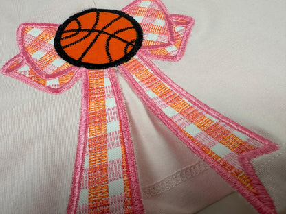 Basketball Sports Gingham Plaid Patterned Bow