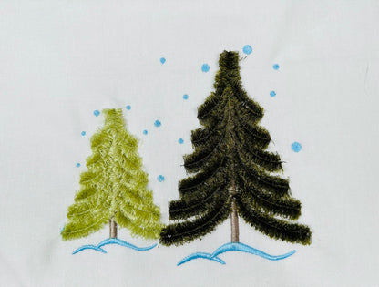 Fringed Christmas Tree Single Tree with Snow