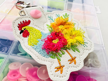 Floral Rooster Keychain