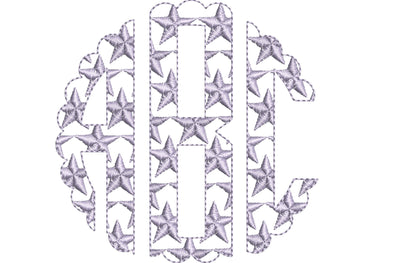 Star Patriotic Scalloped Monogram DST files