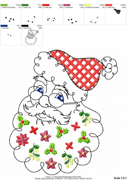 Quick Light Stitch Doodle Beard Santa