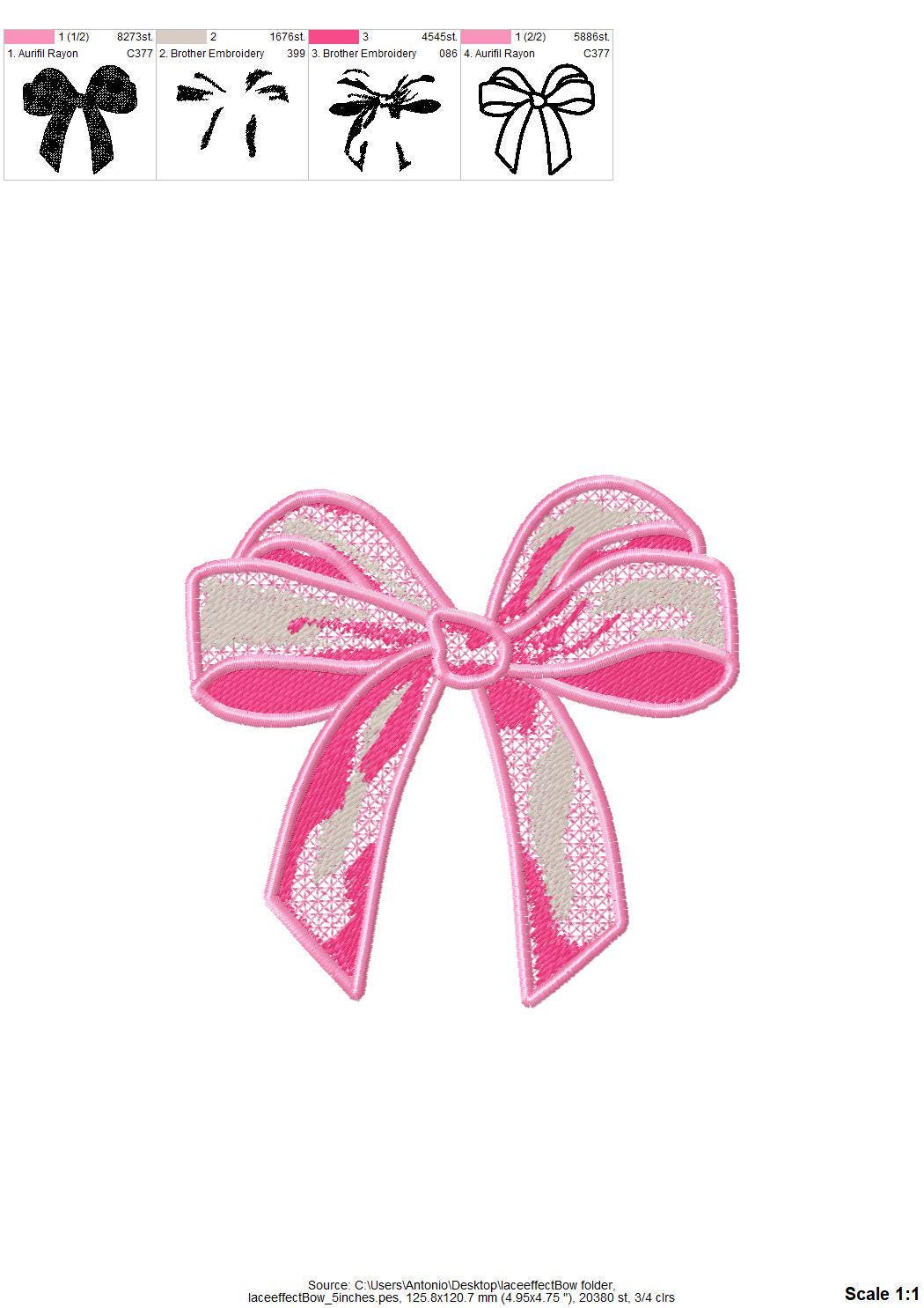 Light Stitch Lace Effect Bow