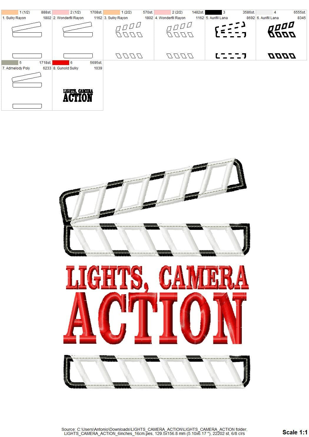 Lights Camera Action Applique