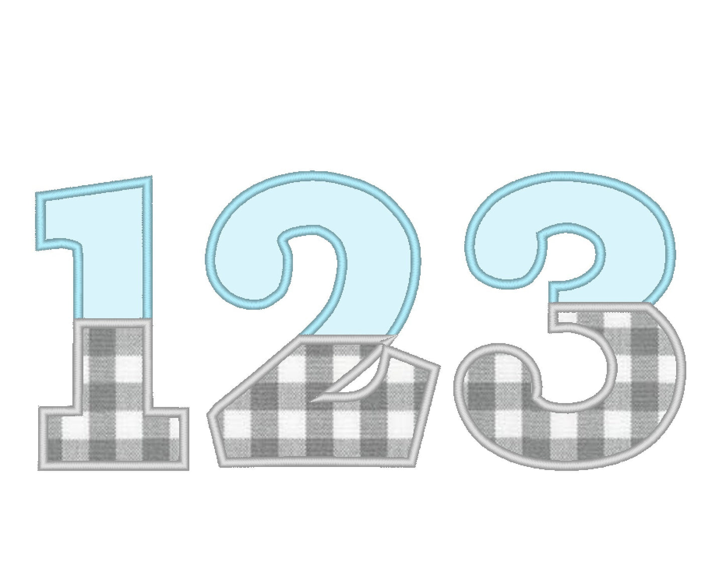 Wide Satin Stitch Split Birthday Numbers Applique