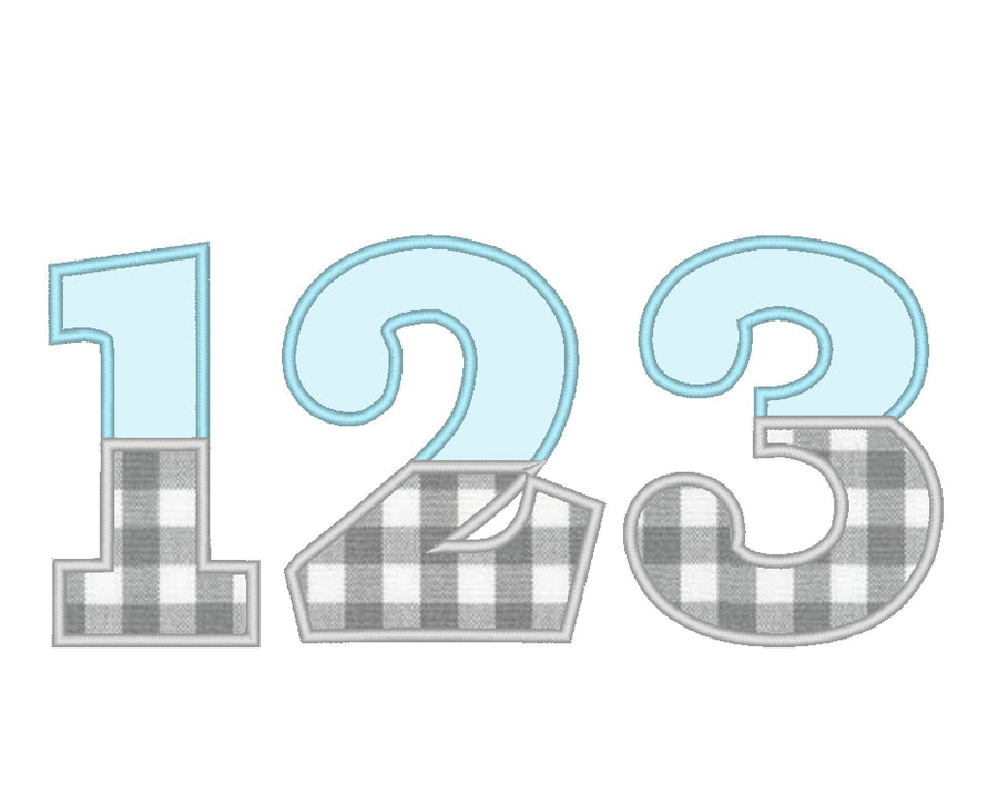 Wide Satin Stitch Split Birthday Numbers Applique