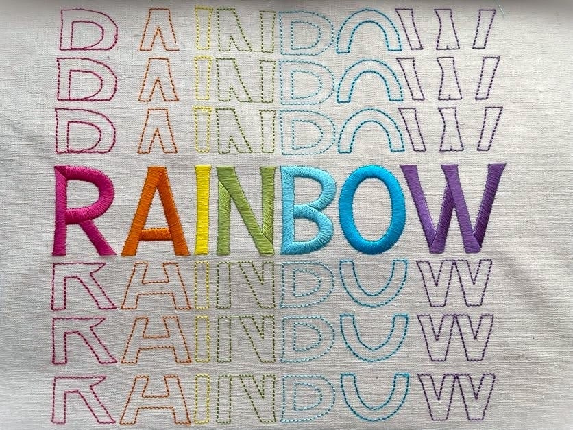 Stacked Font satin stitch and outline trend alphabet letters awesome