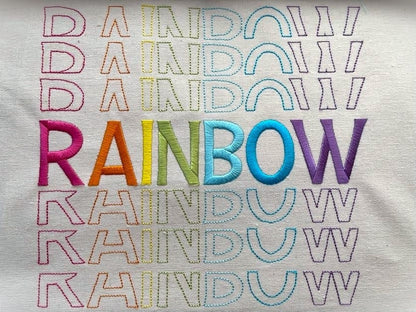 Stacked Font satin stitch and outline trend alphabet letters awesome