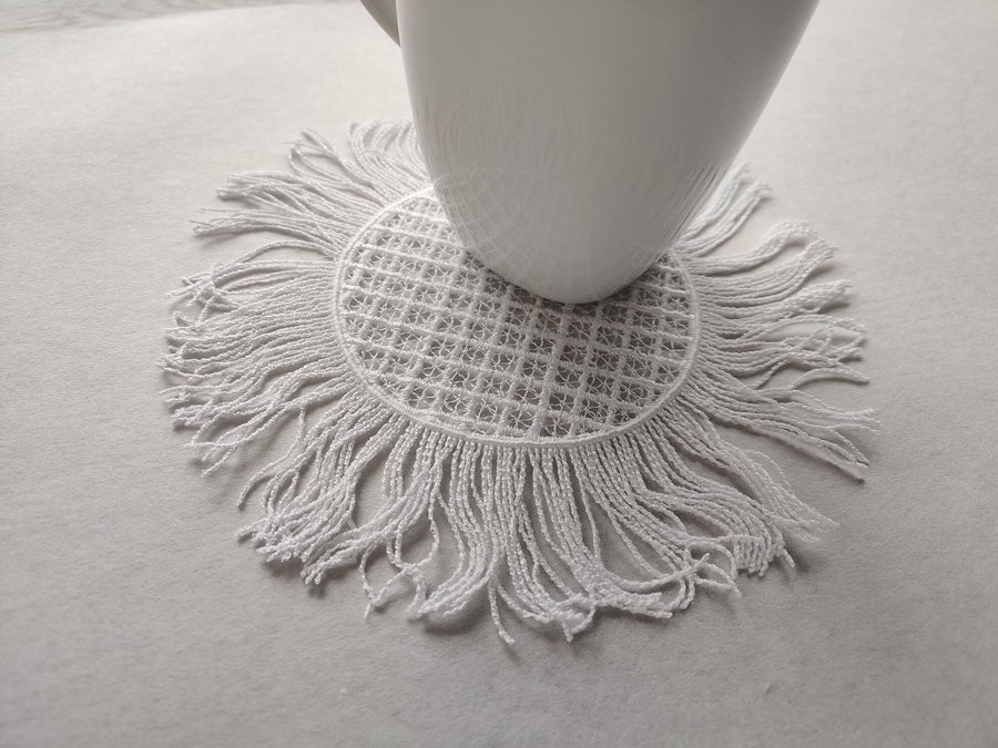 Doily Coaster with Fringed Edge FSL