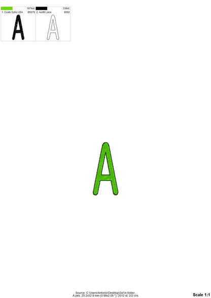 Fill Stitch Narrow Thin Font