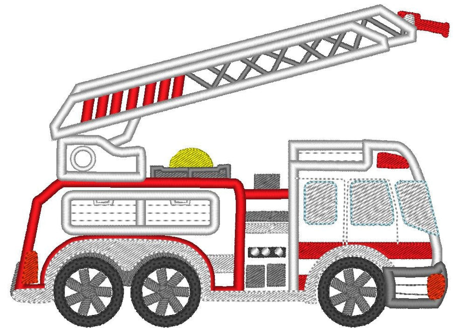 Fire Truck Applique and Fill Stitch
