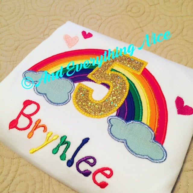 Satin Rainbow Birthday Numbers Applique