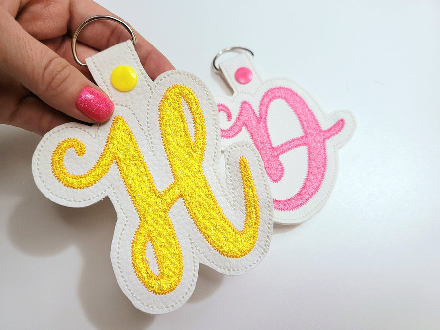 Faux Chenille Monogram Keychain