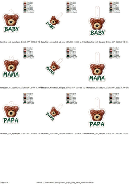 Mama Bear Papa Bear And Baby Keychain