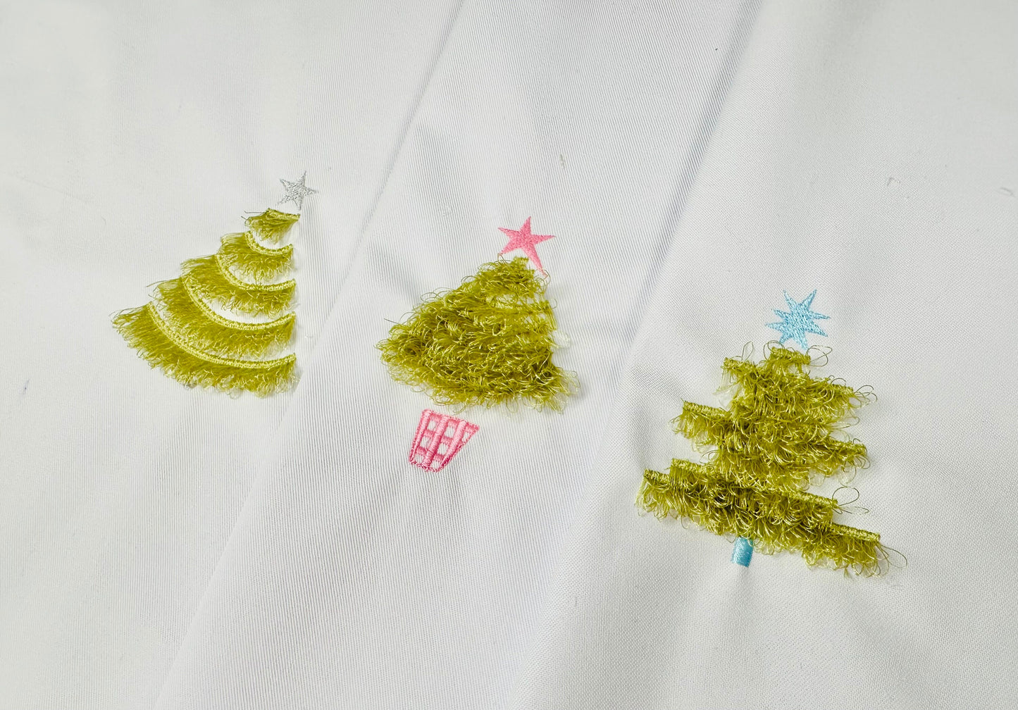 Three Single Fringed Christmas trees