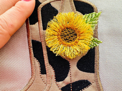 Fringed Sunflower Cowboy Boots and Hat