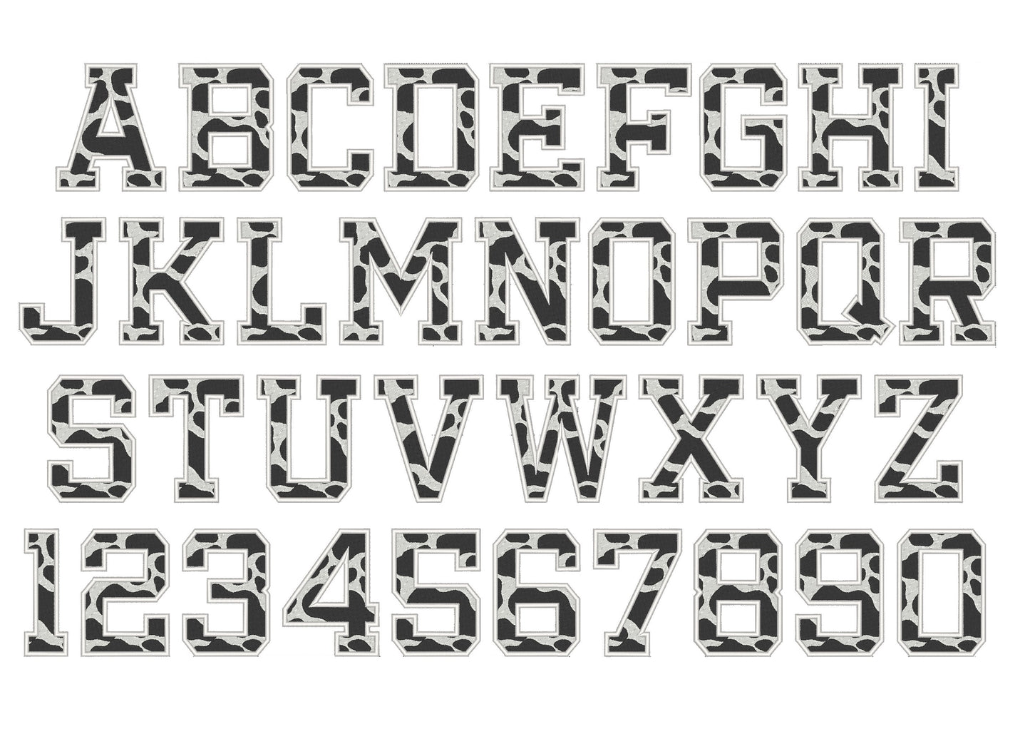 Cow Spots Patterned Fill Stitch Block Font