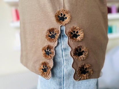 Small Fringed Paw Split Side Seam