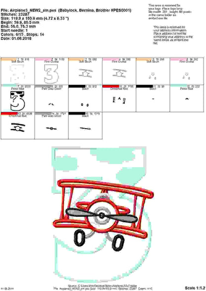 Airplane Cloud Birthday Number 3 Three