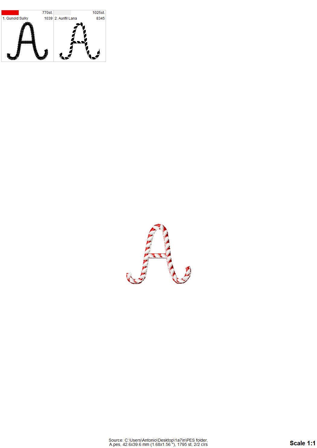 Dense Candy Cane Stitch Font