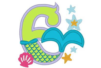 Mermaid Tail Birthday Number 6