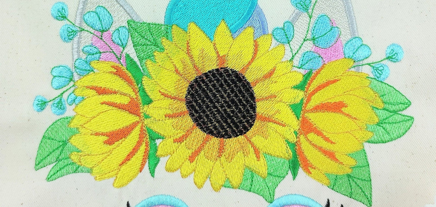 Sunflower Piggy girl, Ms Pig Piggie with fall autumn sunflower floral