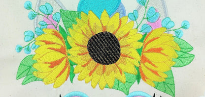 Sunflower Piggy girl, Ms Pig Piggie with fall autumn sunflower floral