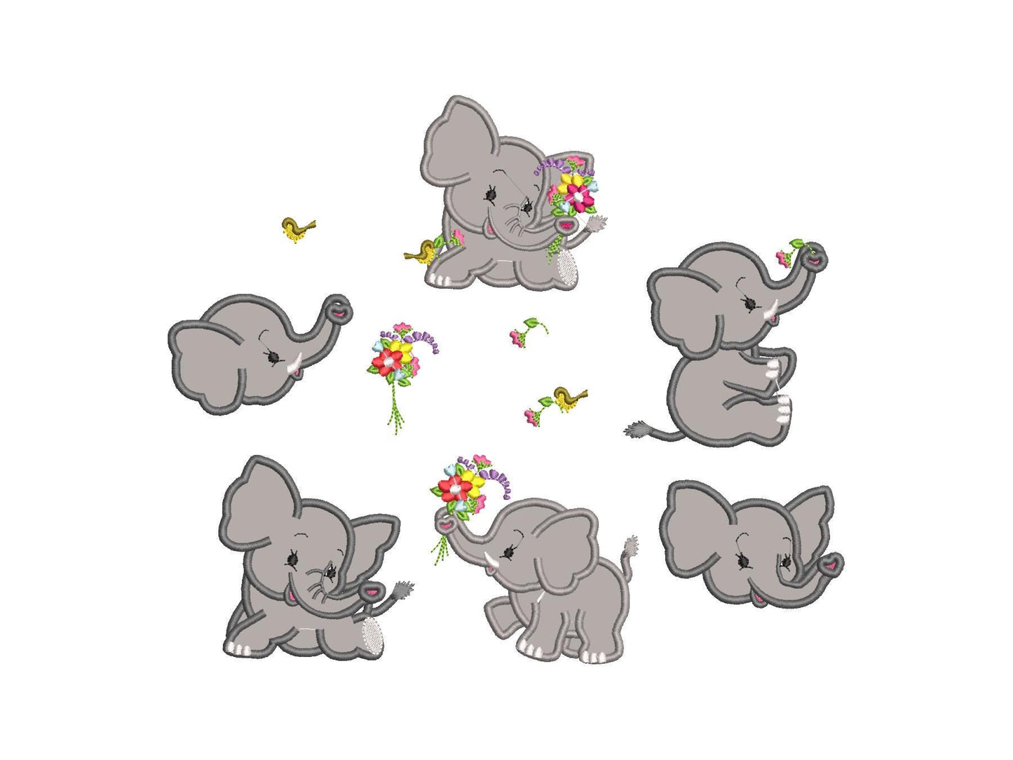 Cute Little Elephant Applique Set