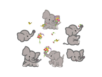 Cute Little Elephant Applique Set