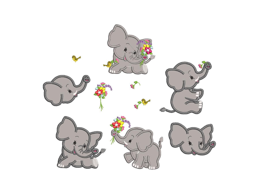Cute Little Elephant Applique Set