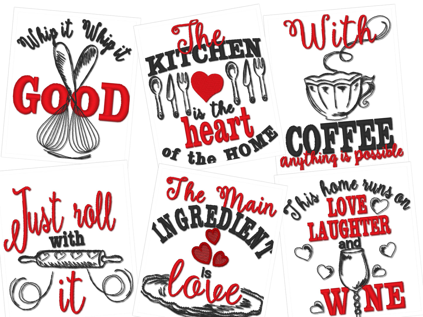 Kitchen Towel Quote Set of 6