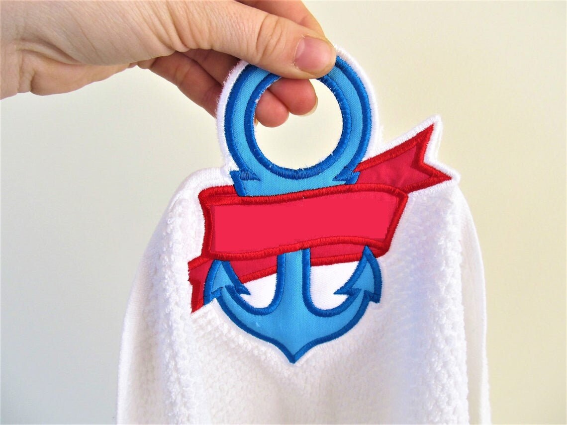 Anchor with Banner Towel Hanging Hole Topper