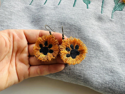 Fringed Puppy Paw Earrings FSL