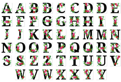 Roses Floral Font Set of 2