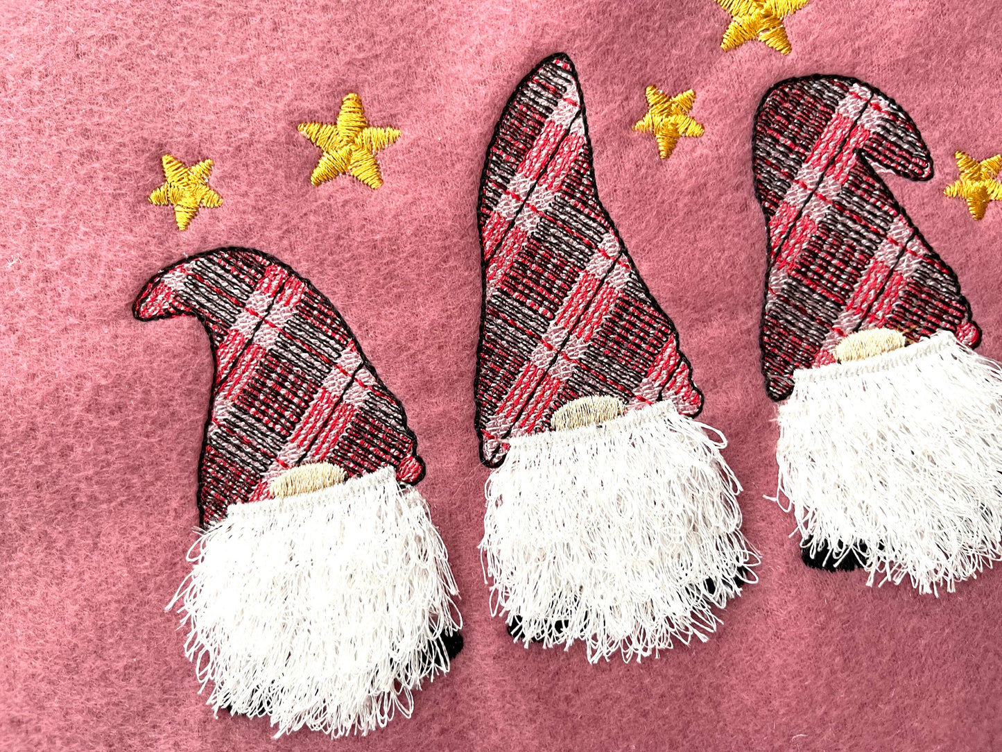 Gingham Plaid Gnome Trio Fringed Beard