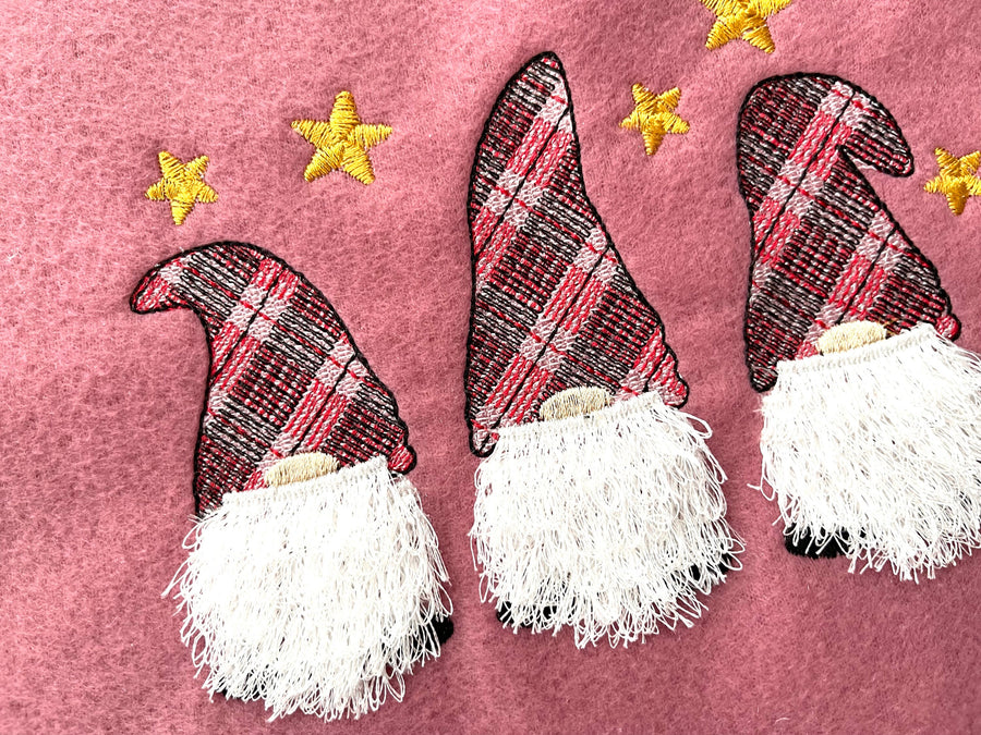 Gingham Plaid Gnome Trio Fringed Beard