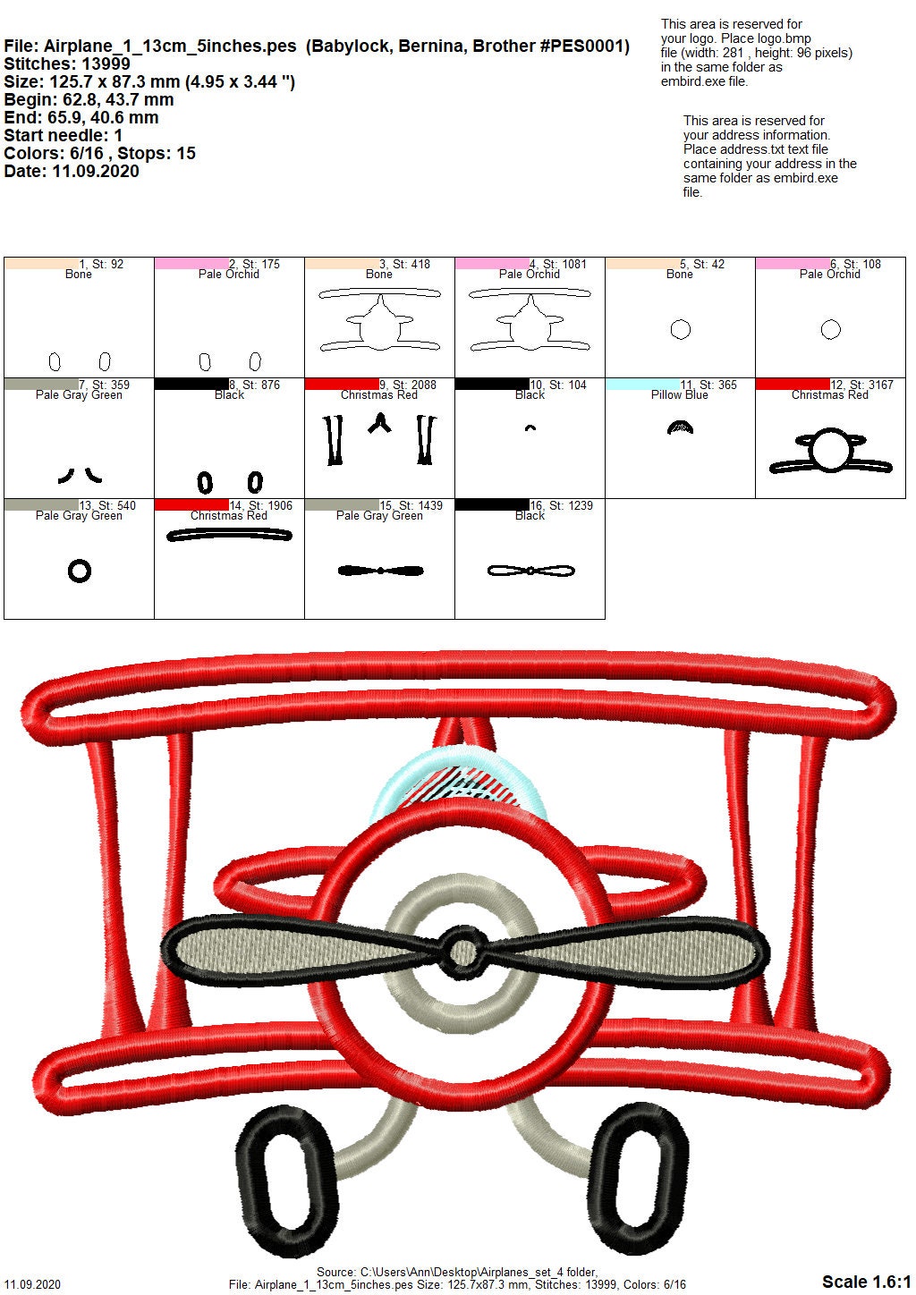 Airplane Applique Set of 4