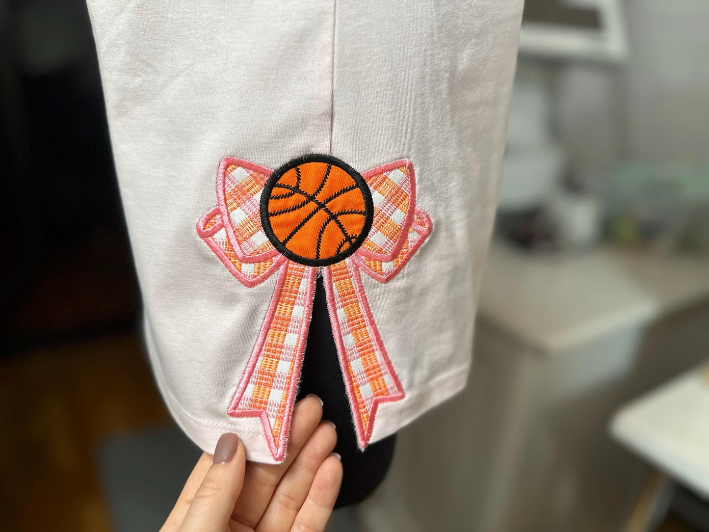 Basketball Sports Gingham Plaid Patterned Bow