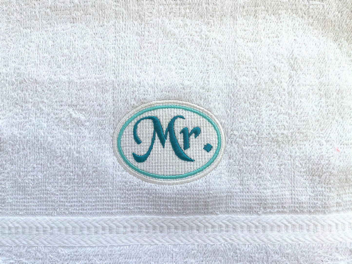 Embossed Towel Mr And Mrs Monogram