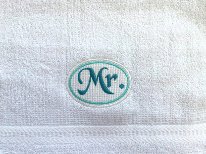 Embossed Towel Mr And Mrs Monogram