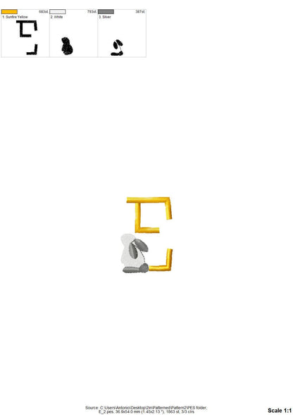 Satin Stitch Bunny Font Set of 3