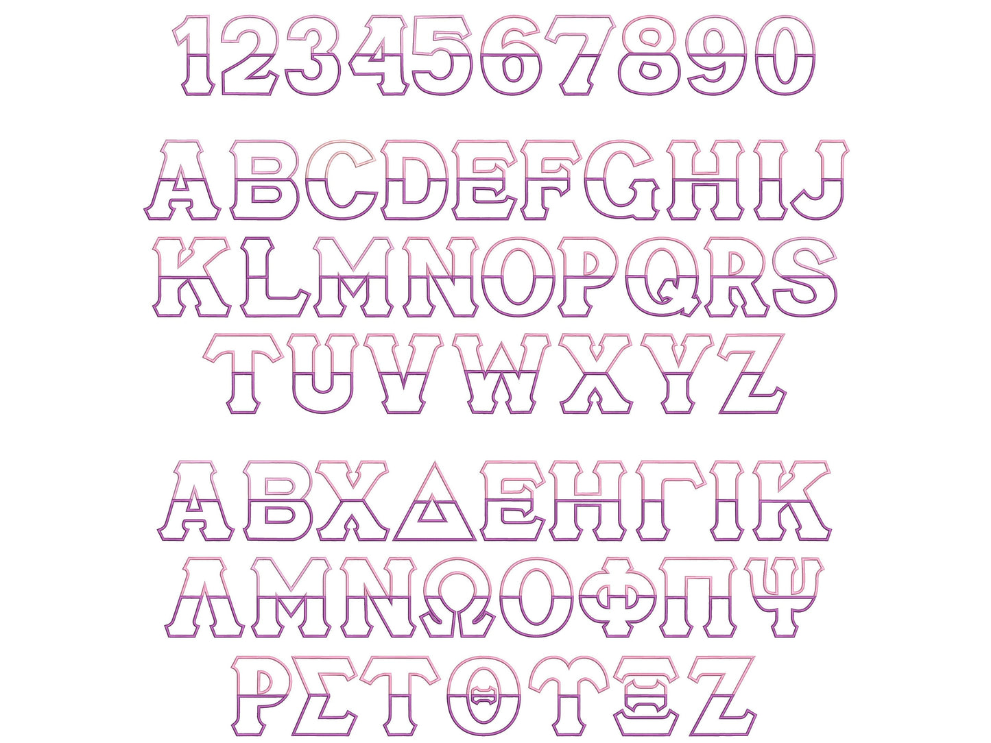 Split Font English and Greek Font Applique