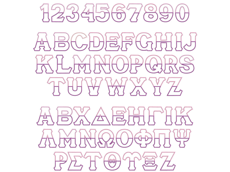 Split Font English and Greek Font Applique