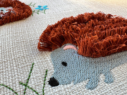 Hedgehog SET of 3 fringed Fluffy chenille wildlife animal machine