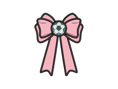 Soccer Ball and Bow Applique